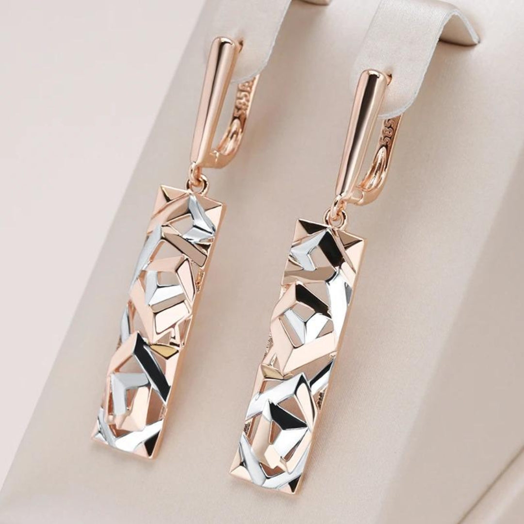 Elegant™ | Pendientes Rectangulares de Oro y Plata para Mujeres