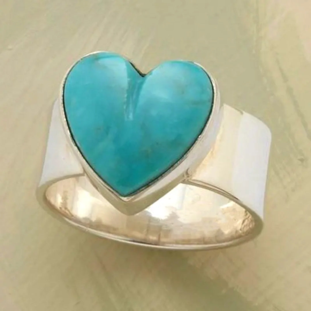 Anillo de Plata con Piedra de Corazón Azul Amora™