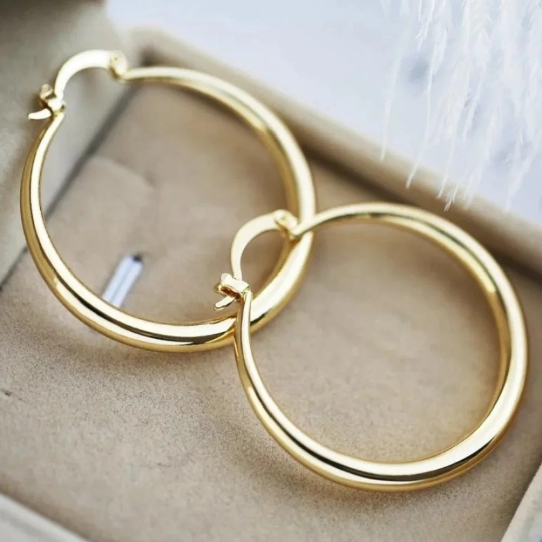 HoopLuxe™ | Pendientes de Aro Grandes en Oro
