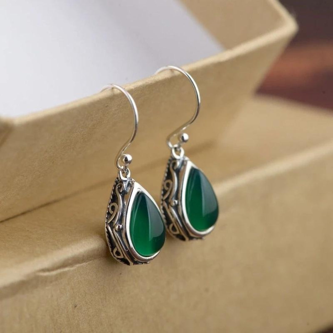 Sierra™ | Pendientes de Plata Boho con Esmeralda