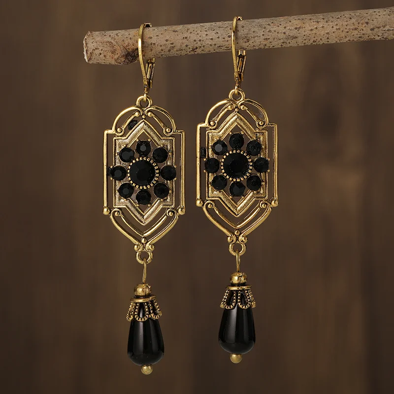 Charm™ | Pendientes de Cristal Negro Vintage