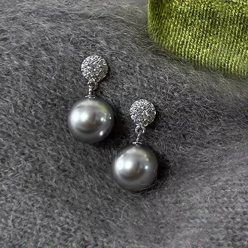 LunaLuxe™ | Pendientes de Perlas Negras Elegantes con Rhinestones