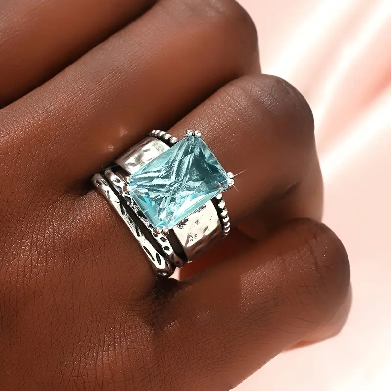 Maris™ | Anillo de Vidrio Oceánico Plateado
