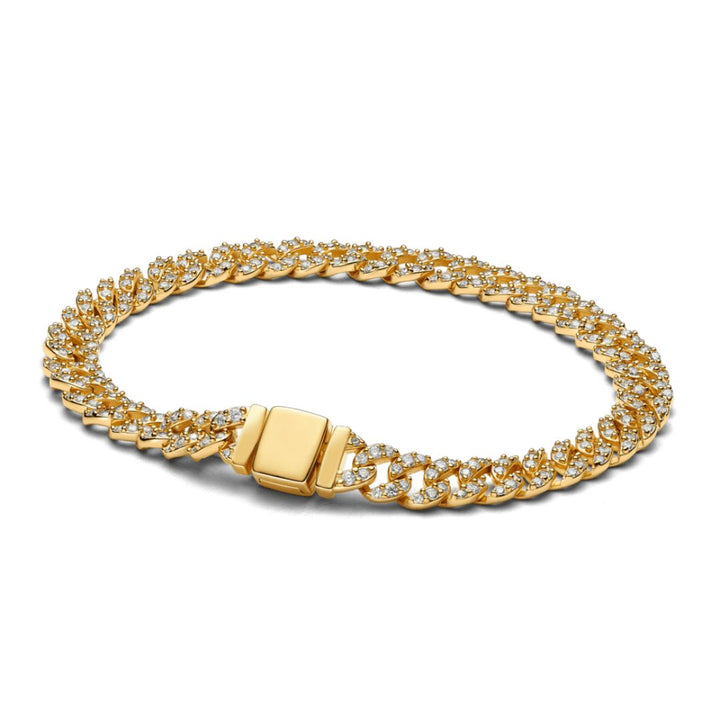 Cubo™ | Pulsera Cubana de Moissanita Dorada