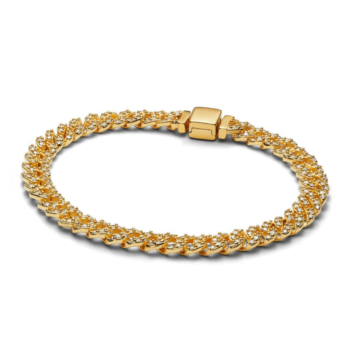 Cubo™ | Pulsera Cubana de Moissanita Dorada