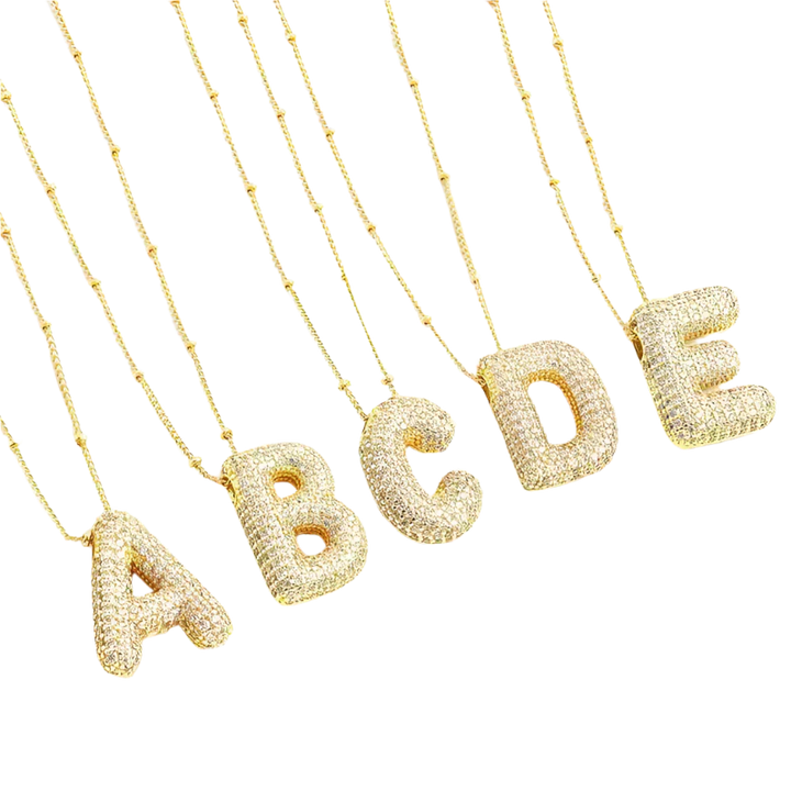 BubbleNote™ | Conjunto de Collar de Iniciales de Letra Dorada