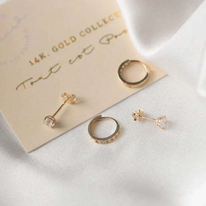 Brillane™ | Conjunto de Pendientes de Piedra Dorada