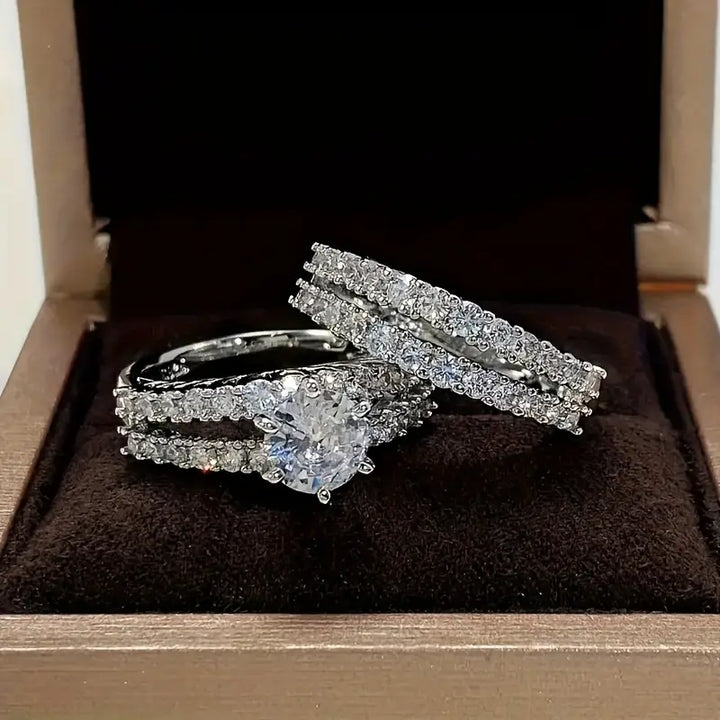 Eterna™ | Conjunto de Anillos Radiantes de Oro