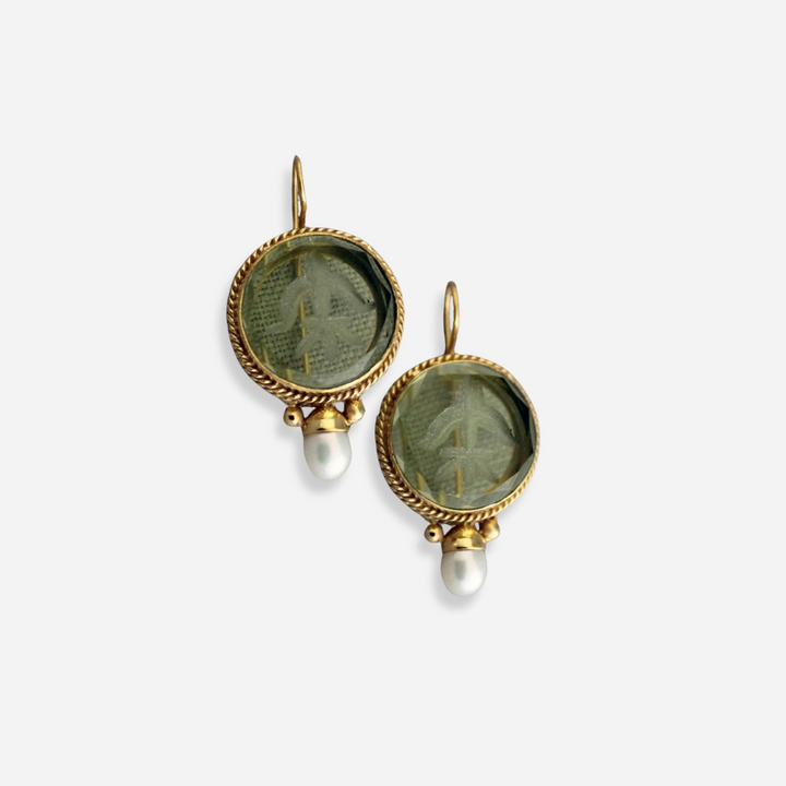 Ava™ | Pendientes de Perla Verde Vintage para Mujeres