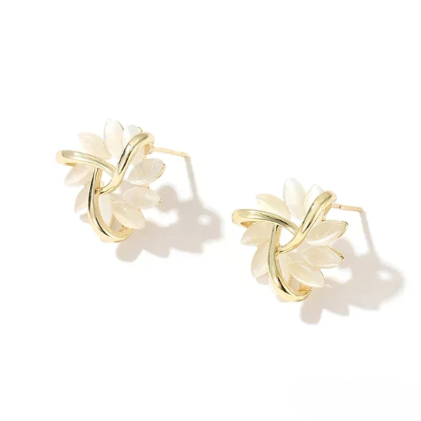 Sienna™ | Pendientes de Aro de Pétalos de Ópalo Elegantes