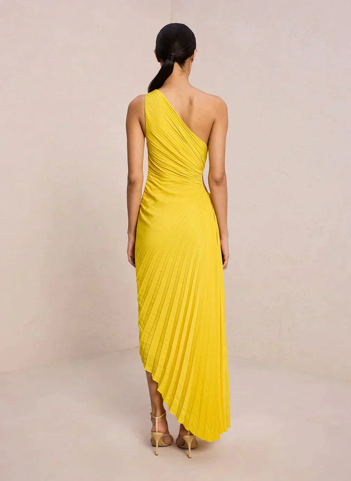Sylvia™ – One-Shoulder Pleated Midi Dress