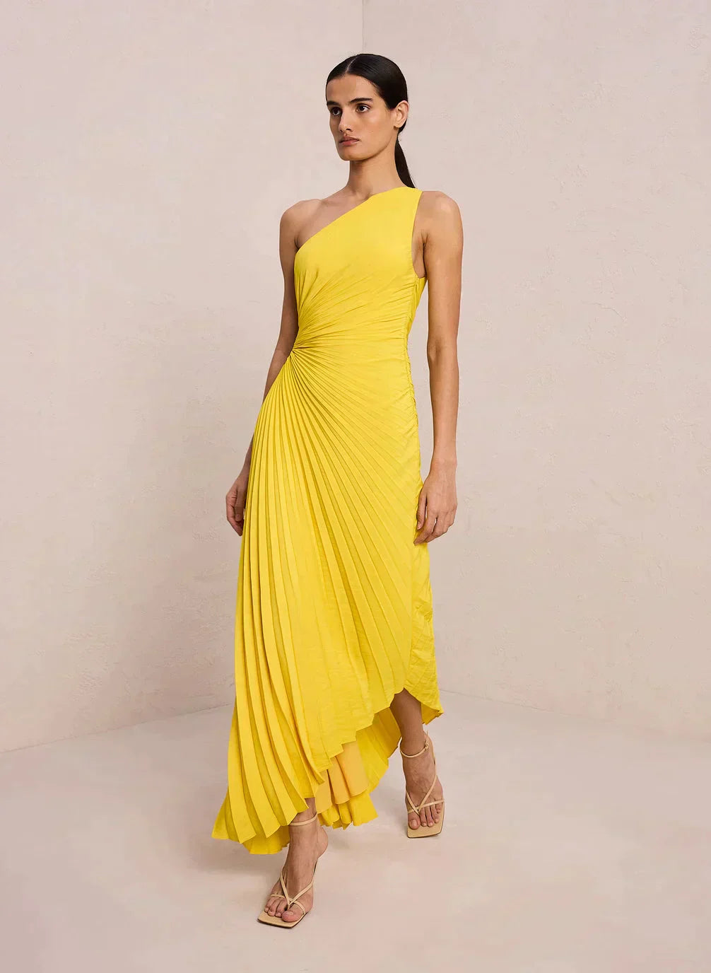 Sylvia™ – One-Shoulder Pleated Midi Dress