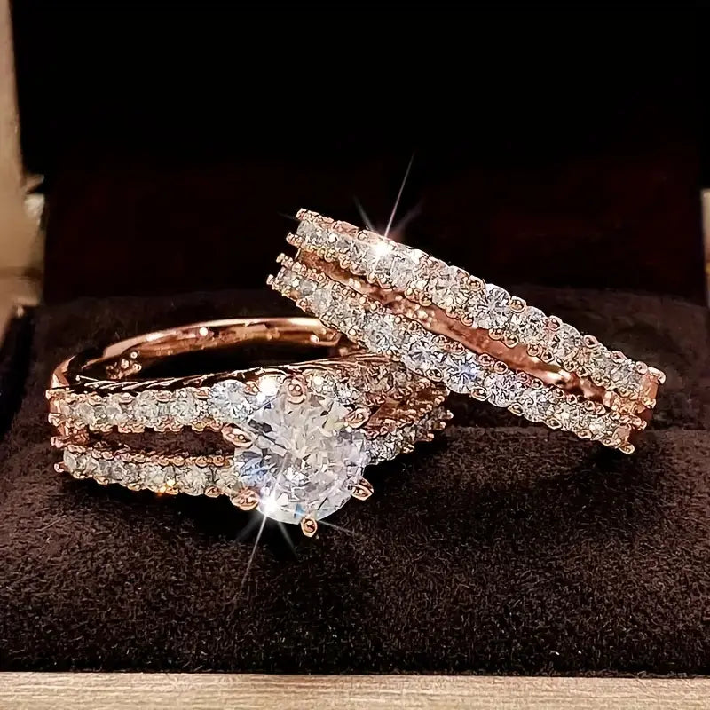 Eterna™ | Conjunto de Anillos Radiantes de Oro