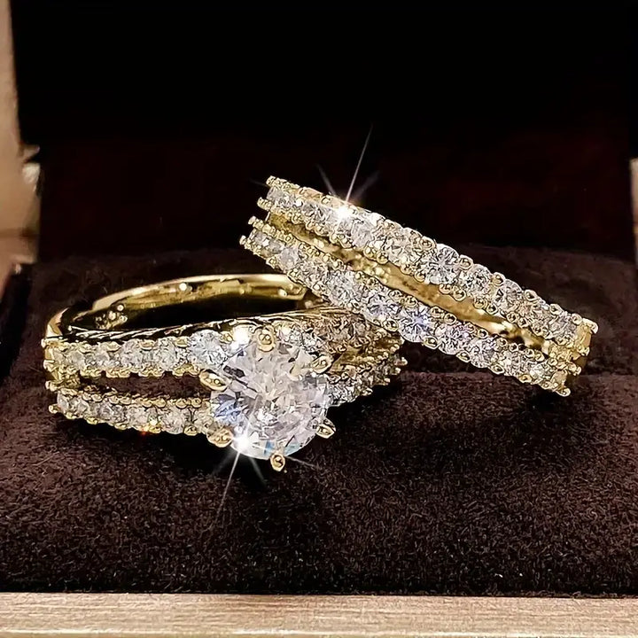 Eterna™ | Conjunto de Anillos Radiantes de Oro