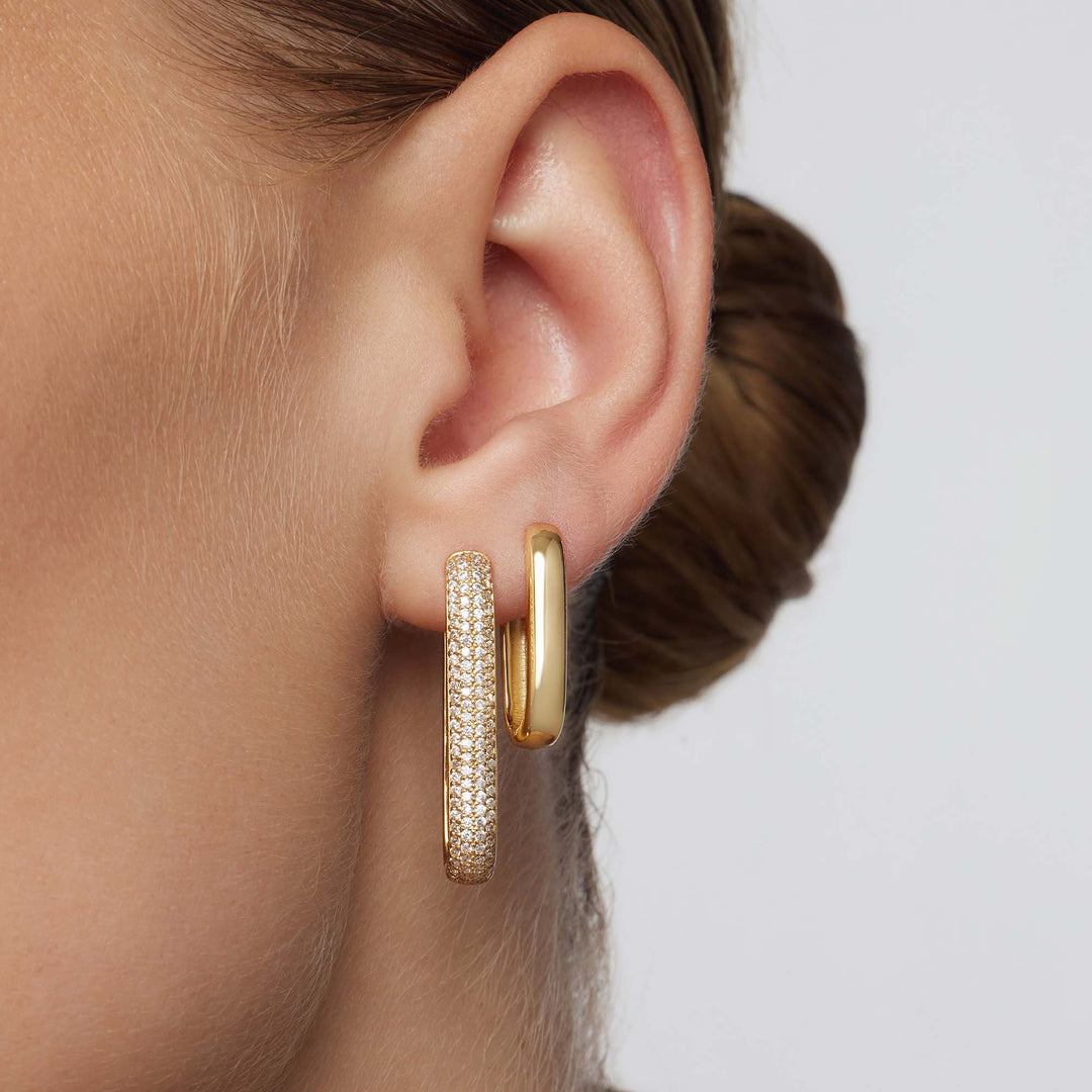 Icona™ | Pendientes de aro grandes con pavé en oro