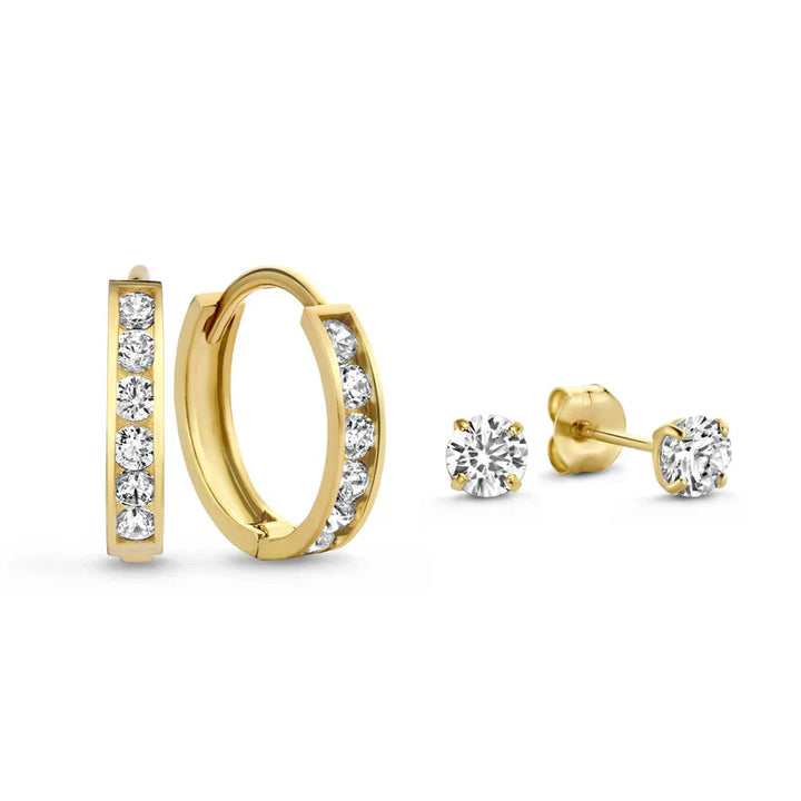 Brillane™ | Conjunto de Pendientes de Piedra Dorada