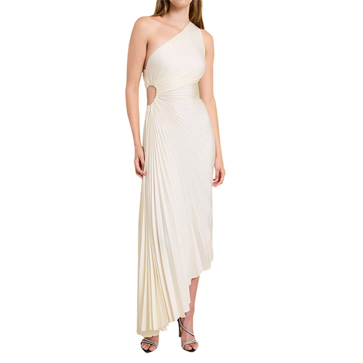 Sylvia™ – One-Shoulder Pleated Midi Dress