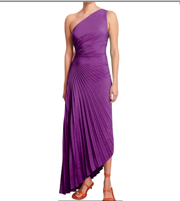 Sylvia™ – One-Shoulder Pleated Midi Dress