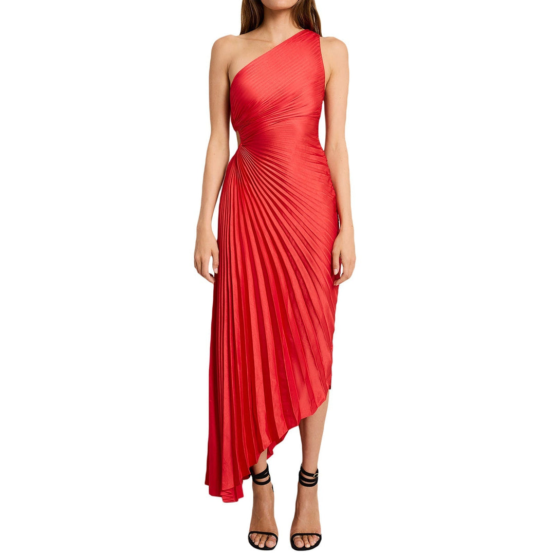 Sylvia™ – One-Shoulder Pleated Midi Dress