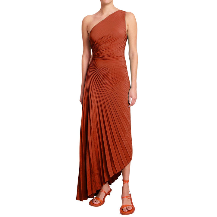 Sylvia™ – One-Shoulder Pleated Midi Dress