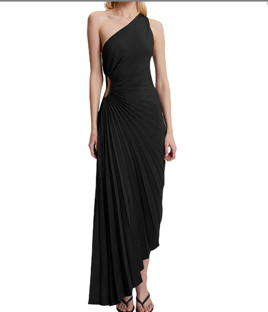 Sylvia™ – One-Shoulder Pleated Midi Dress