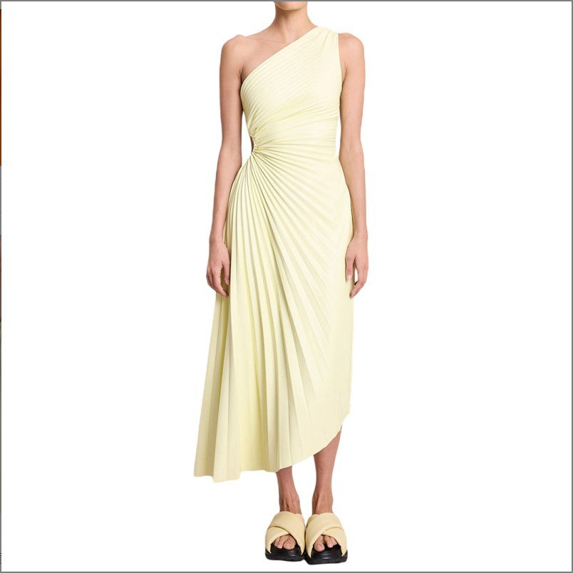 Sylvia™ – One-Shoulder Pleated Midi Dress