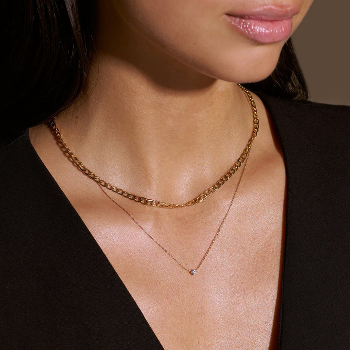 Vero™ | Collar de cadena curb de eslabones planos en oro