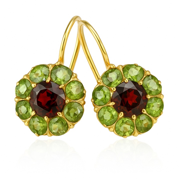 Vintage™ | Pendientes de Cristal Verde y Rojo