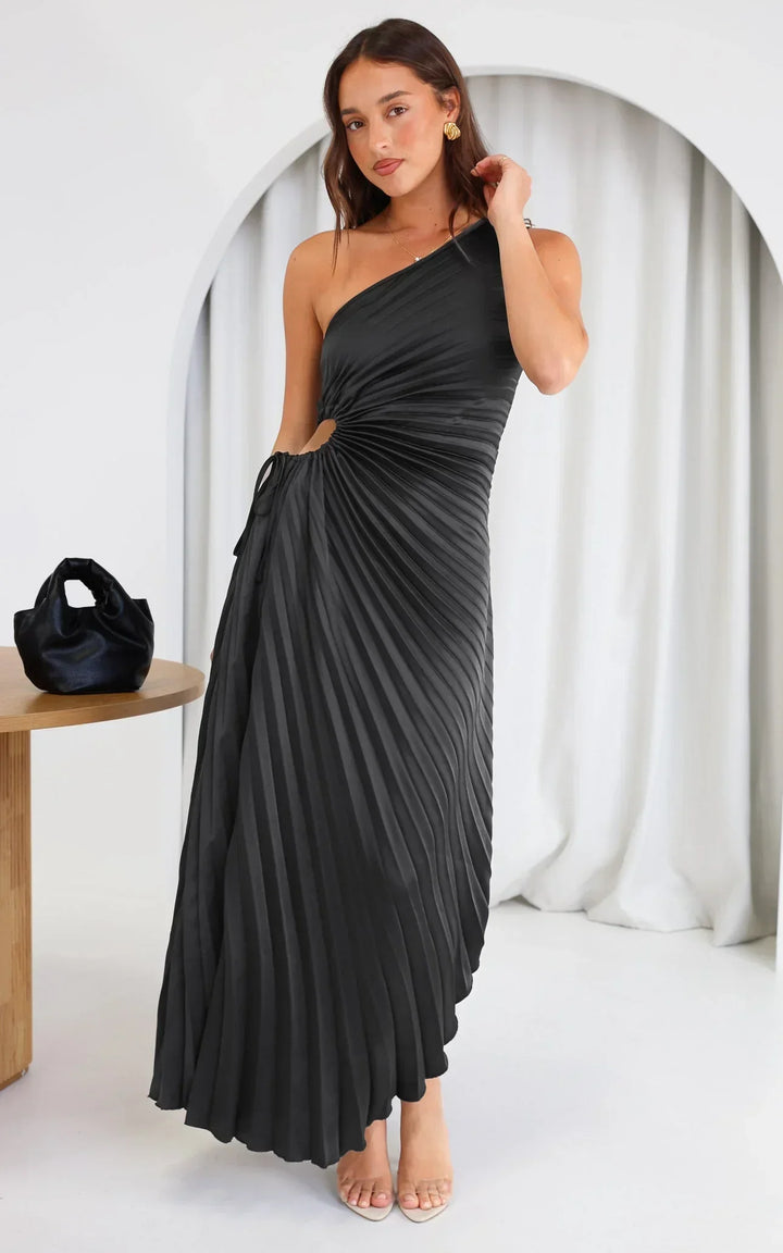 Sylvia™ – One-Shoulder Pleated Midi Dress