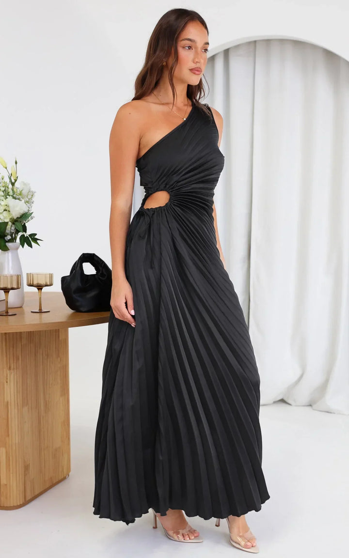 Sylvia™ – One-Shoulder Pleated Midi Dress