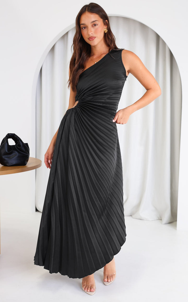 Elle™ – One-Shoulder Pleated Maxi Dress
