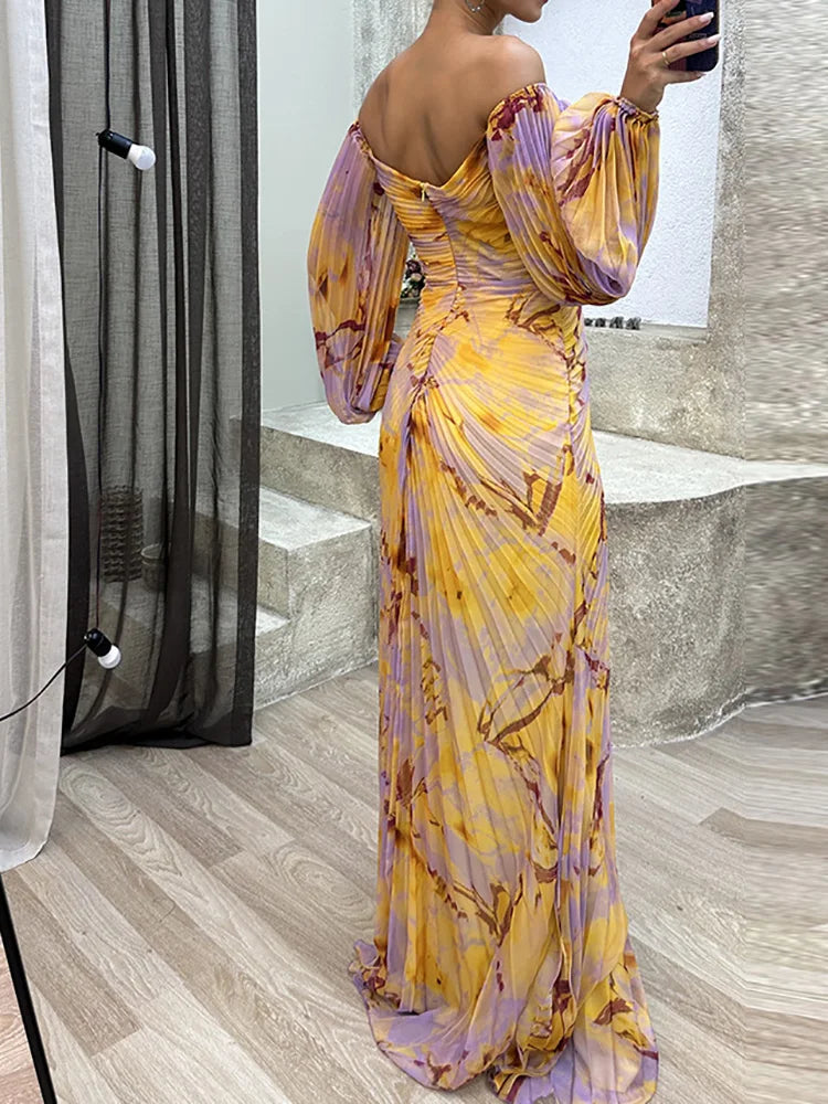 Grace™ – Pleated V-Neck Maxi Dress