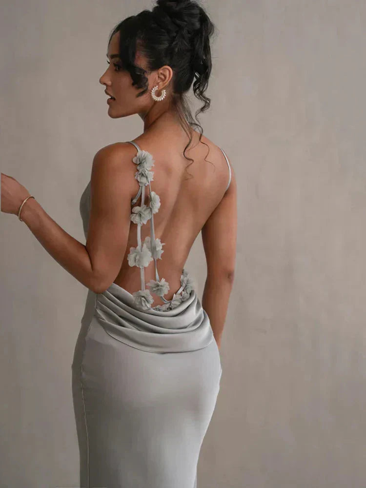 Lucy™ – Satin Floral Maxi Dress