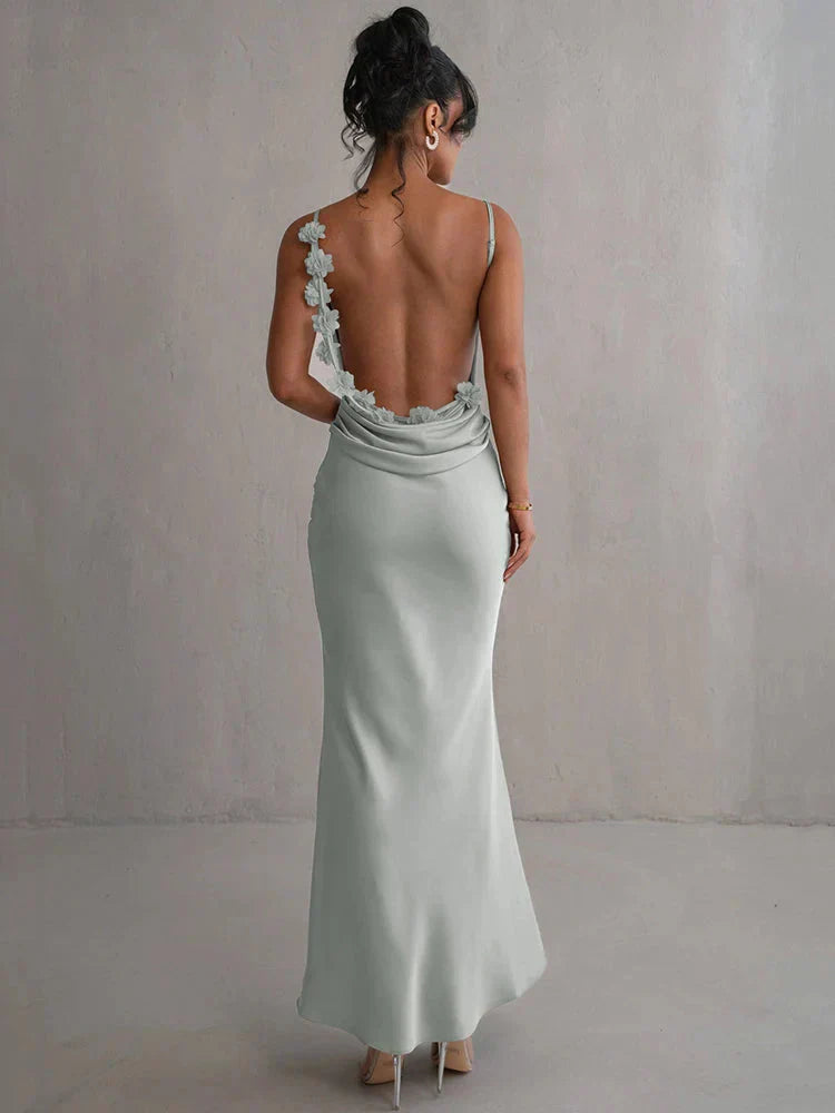 Lucy™ – Satin Floral Maxi Dress