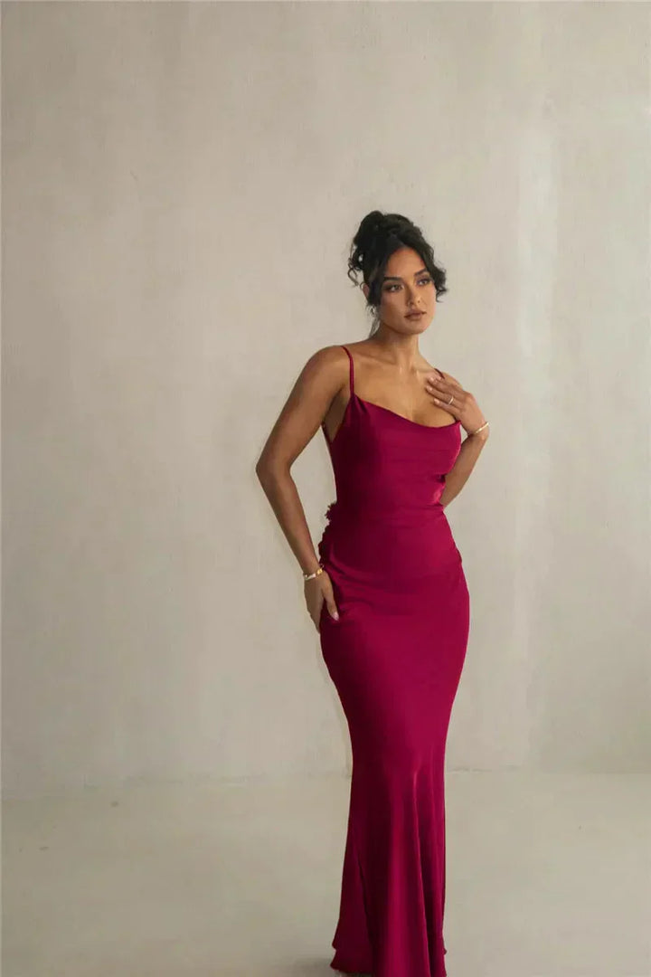 Lucy™ – Satin Floral Maxi Dress