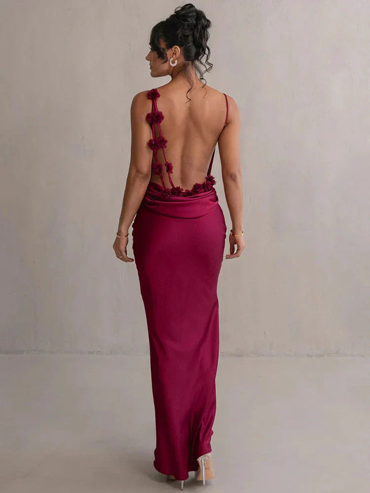 Lucy™ – Satin Floral Maxi Dress