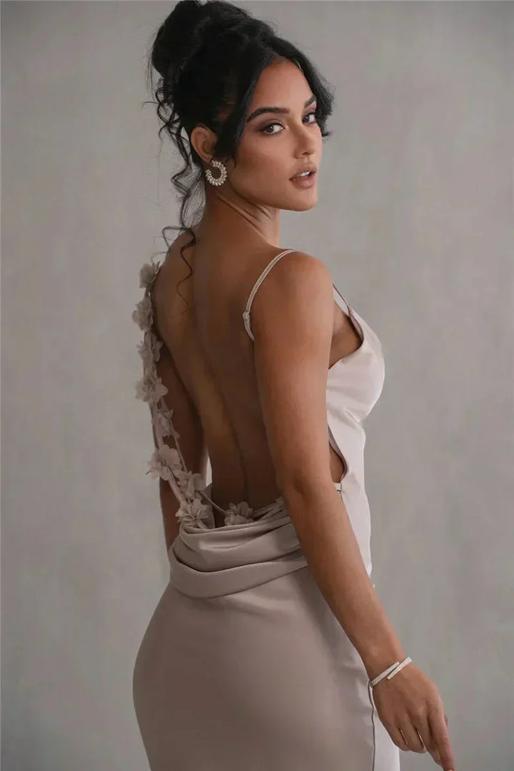 Lucy™ – Satin Floral Maxi Dress