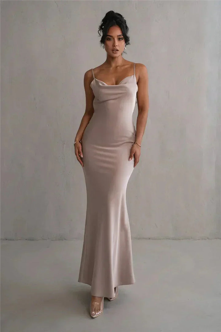 Lucy™ – Satin Floral Maxi Dress