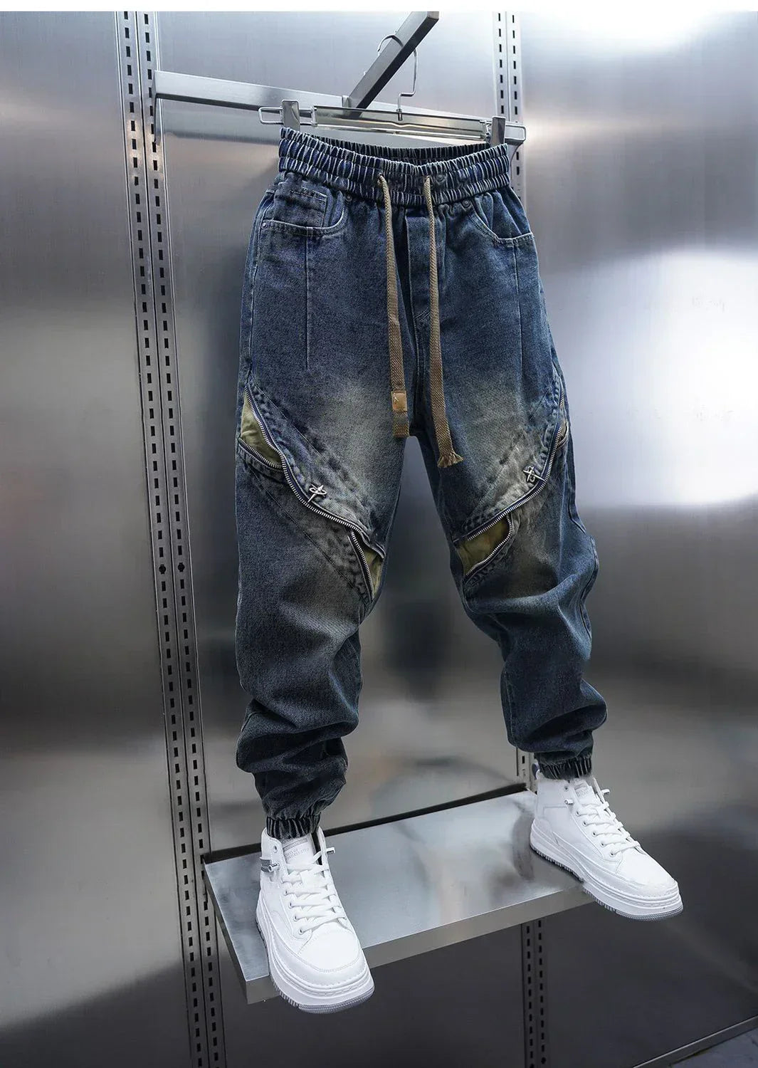 Laurent™ | Denim Bel Lastiği Olan Baggy Pantolon