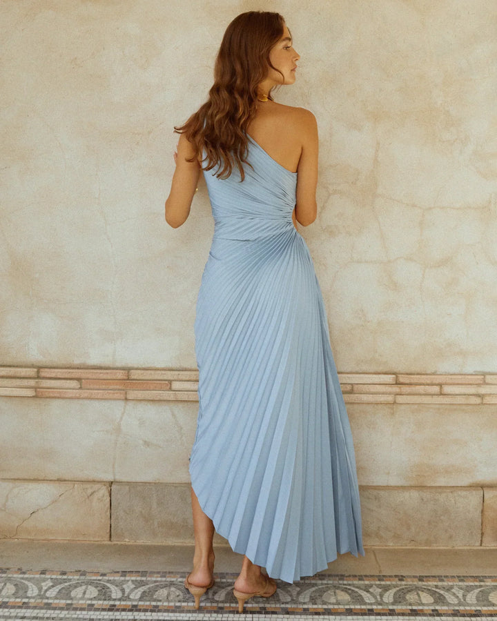 Sylvia™ – One-Shoulder Pleated Midi Dress