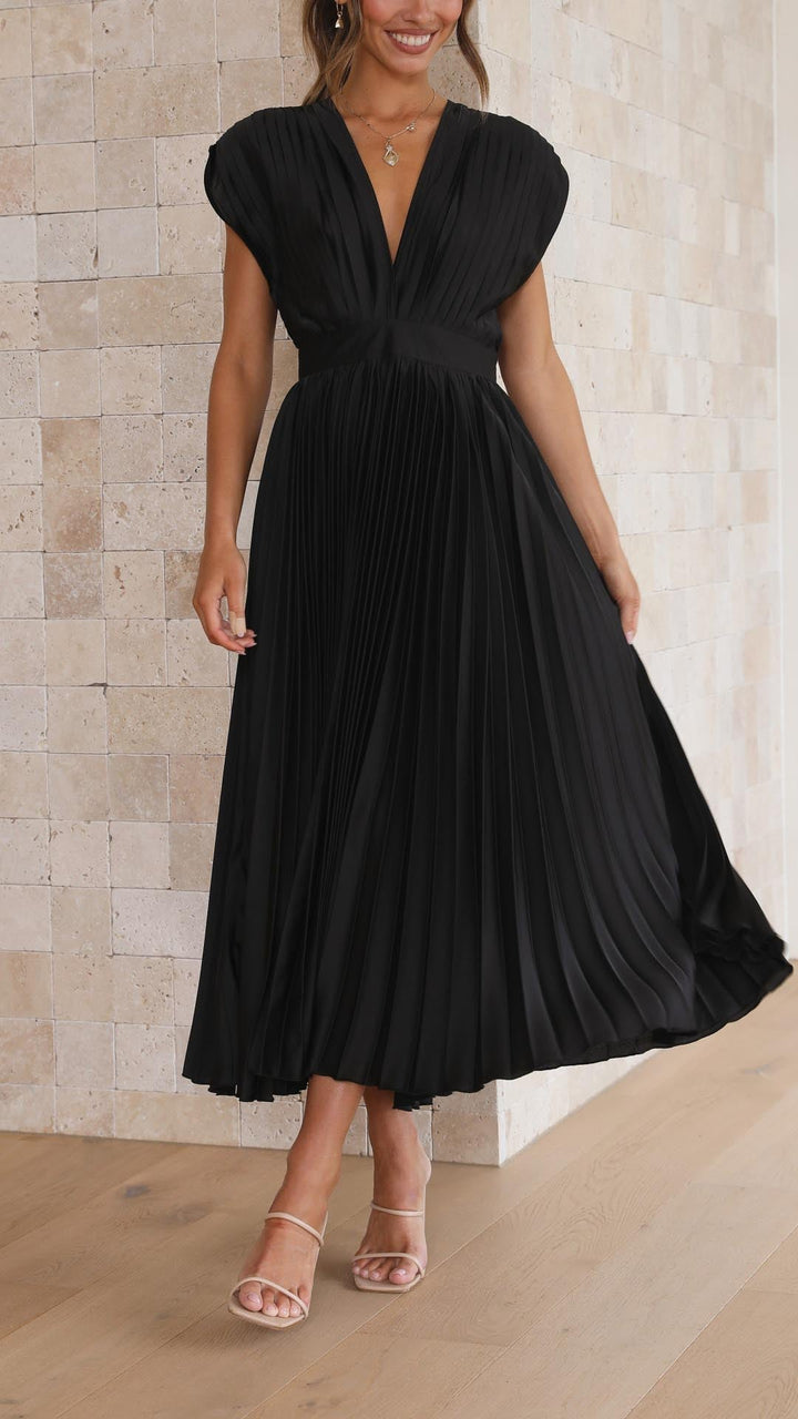 Alexis™ – a pleated v-neck dress