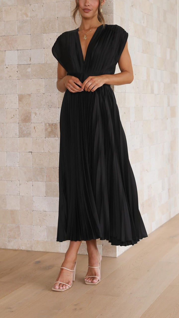 Alexis™ – a pleated v-neck dress