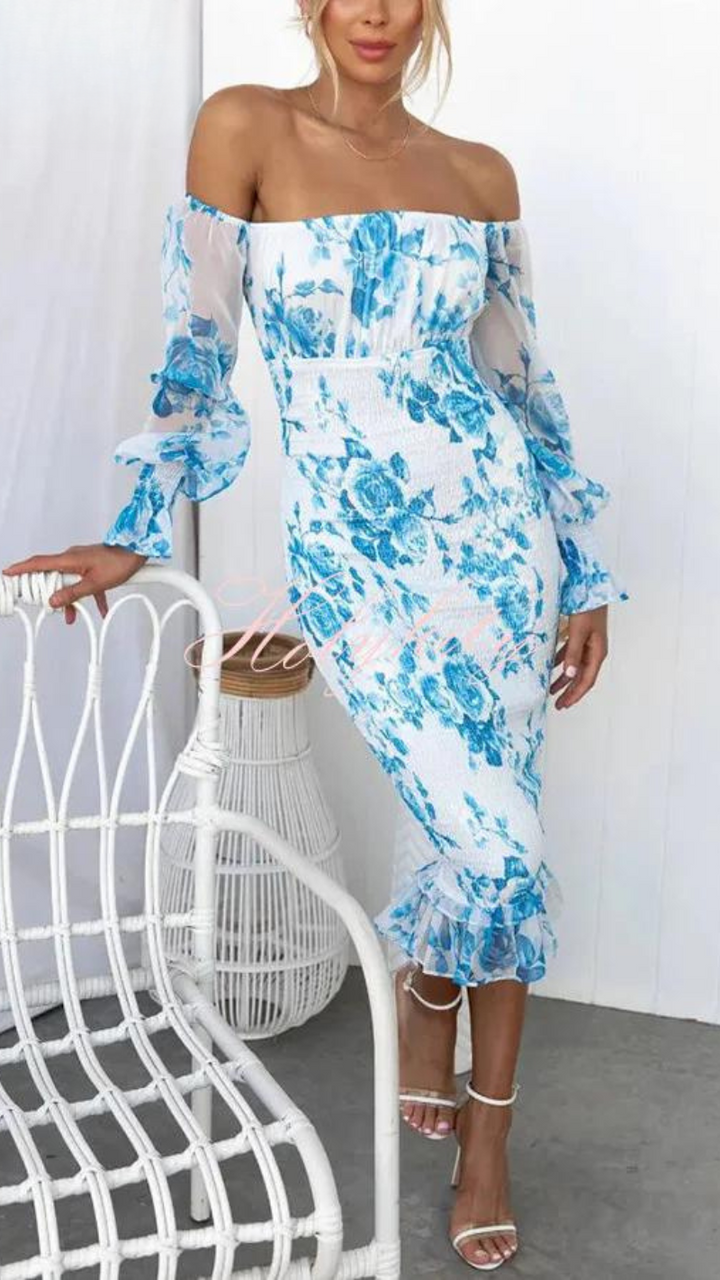 Emily™ – Off-Shoulder Floral Midi Dress