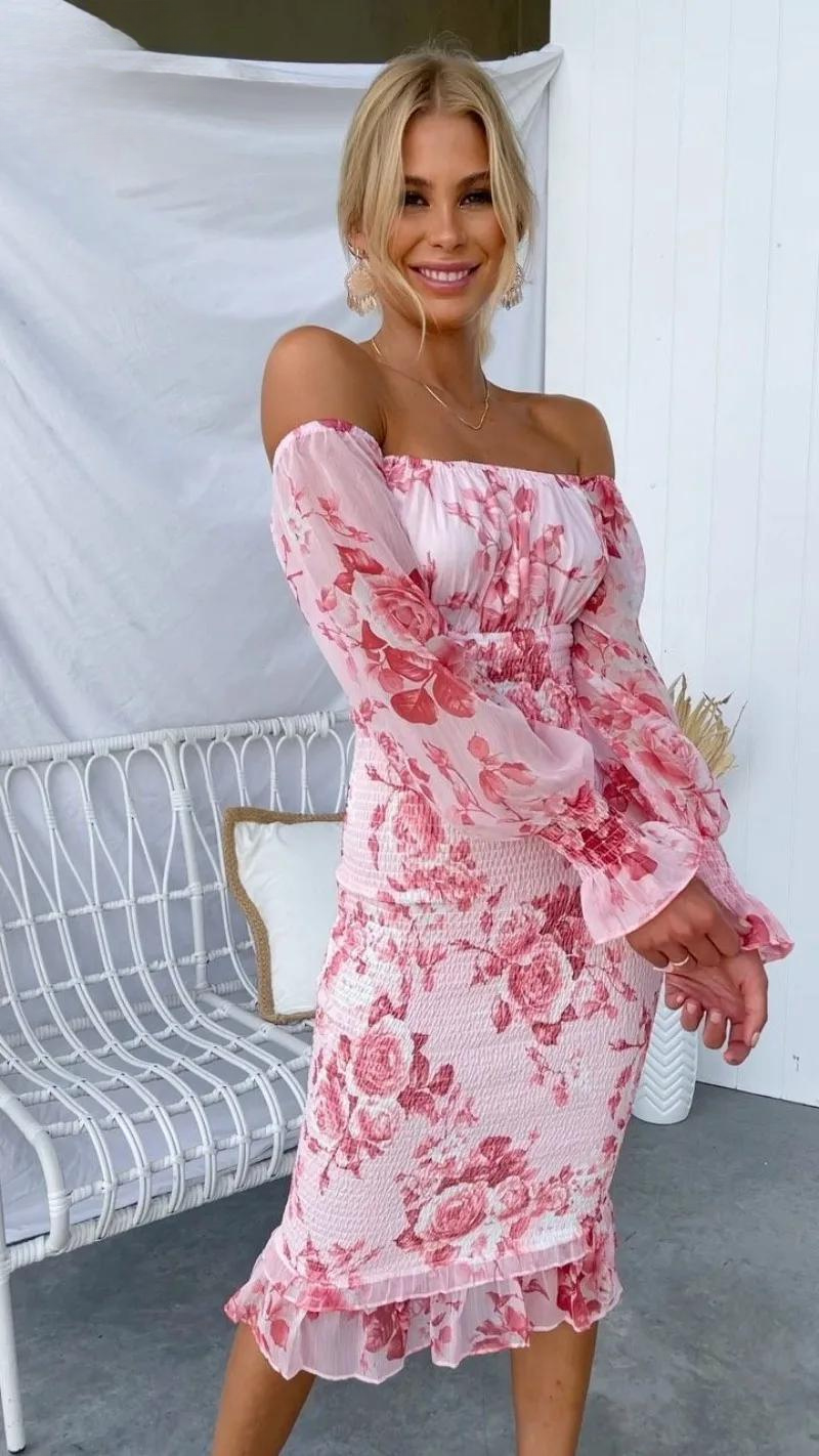 Emily™ – Off-Shoulder Floral Midi Dress
