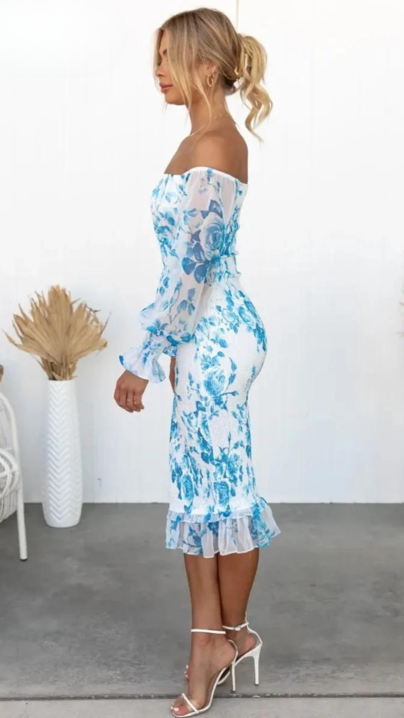 Emily™ – Off-Shoulder Floral Midi Dress