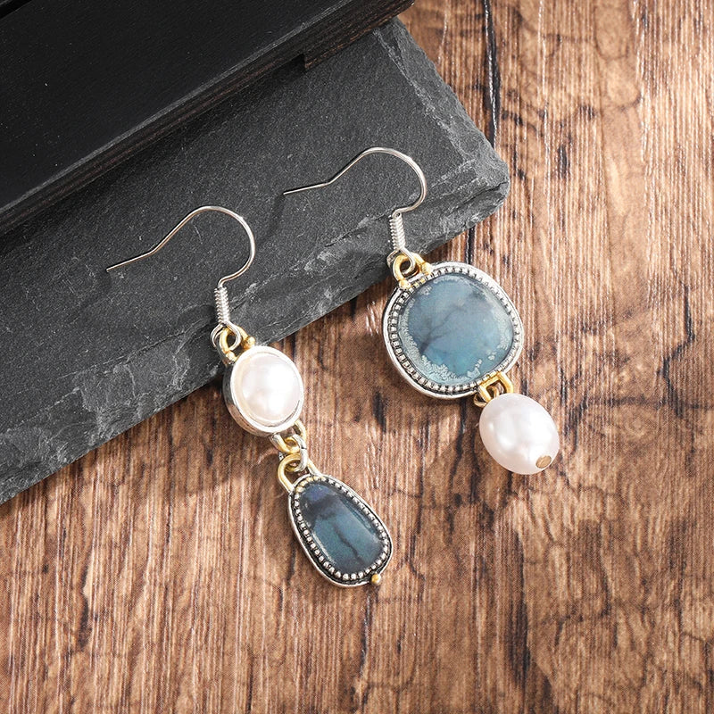 StoneLuxe™ | Pendientes de Piedra Azul Vintage
