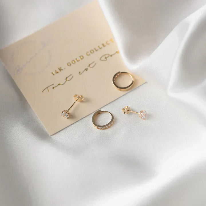 Larmes™ | Pendientes de Stud de Piedra Dorada