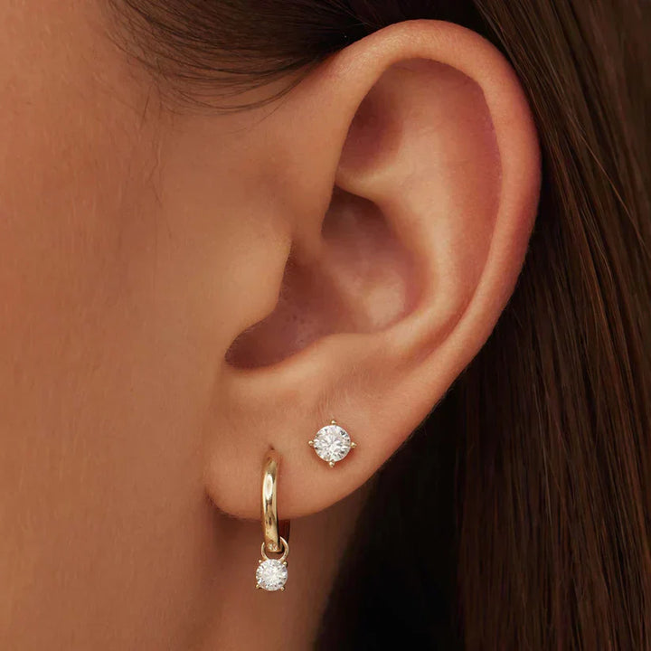 Larmes™ | Pendientes de Stud de Piedra Dorada