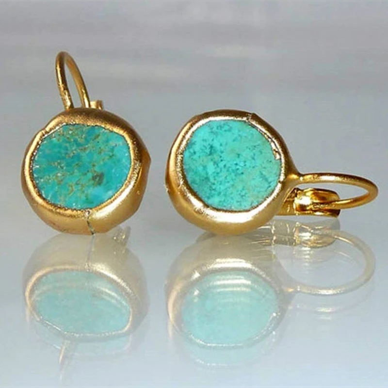 Amelie™ | Pendientes de Oro con Piedra Turquesa