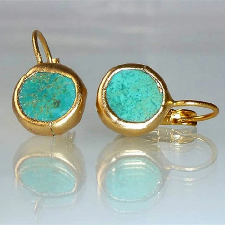 Amelie™ | Pendientes de Oro con Piedra Turquesa